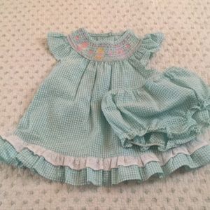 Smocked seersucker Goodlad Easter Dress & bloomers